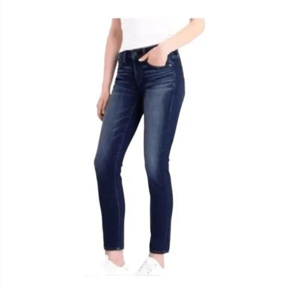 American Eagle Super Stretch Skinny Jeans Blue Dark Wash Denim Low Rise 0 - Picture 1 of 9